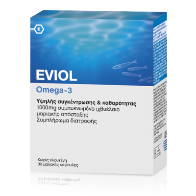 Eviol Omega 3 1000ml Ιχθυέλαιο υψηλής συγκέντρωσης & καθαρότητας 30caps
